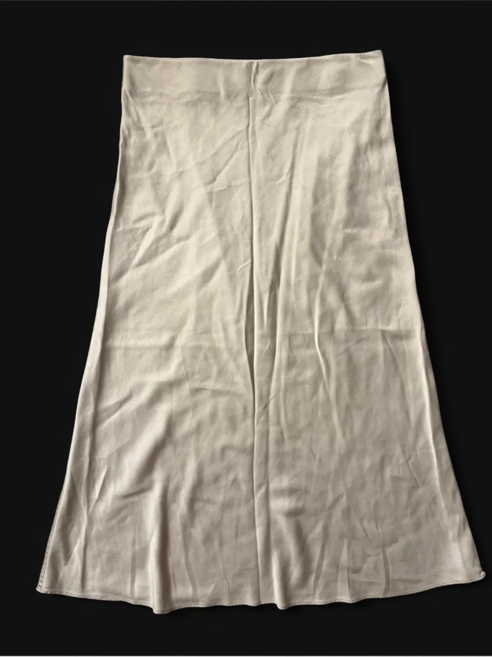 Quince Cream A-Line Champagne midi Skirt 100% silk - Picture 2 of 6